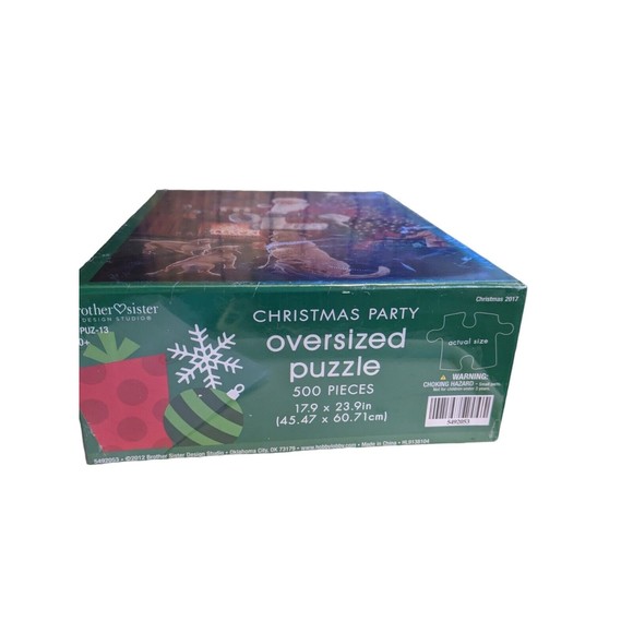 Christmas Party Oversized Puzzle 500 Pieces Brother- Sister Design Studio Sealed - Picture 3 of 5